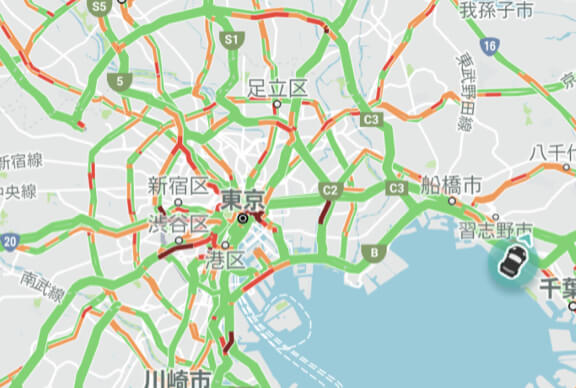 地図上へ渋滞情報を表示
