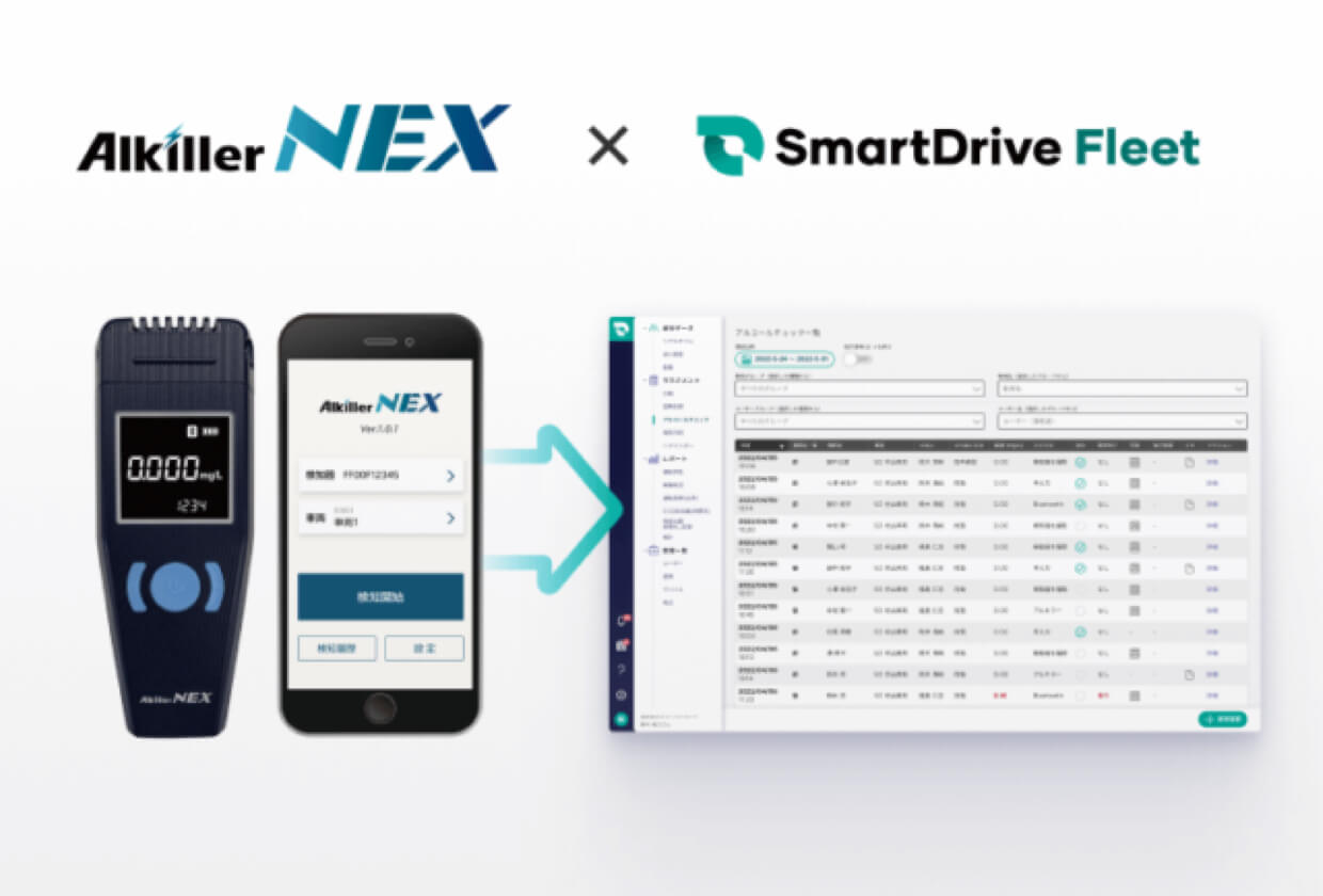 アルキラーNEXのアルコール検知データをSmartDrive Fleetへ自動反映